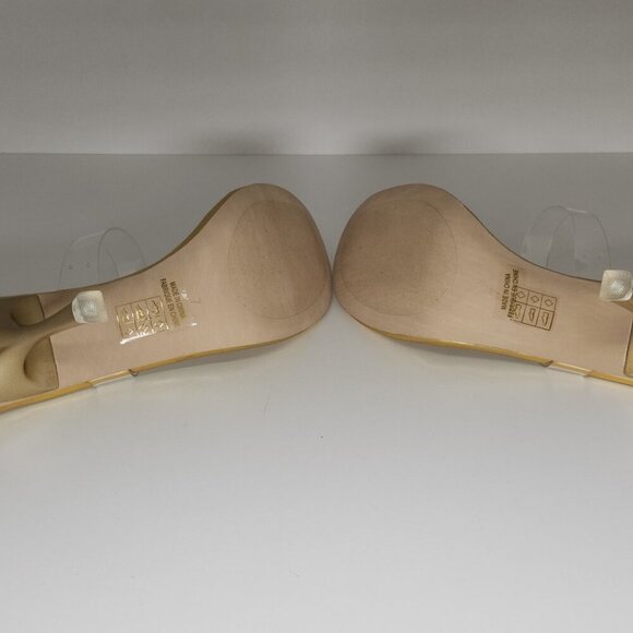Jeffrey Campell Polished Sandal Heel Metallic Gold Rhinestone Size 7 - Picture 11 of 14